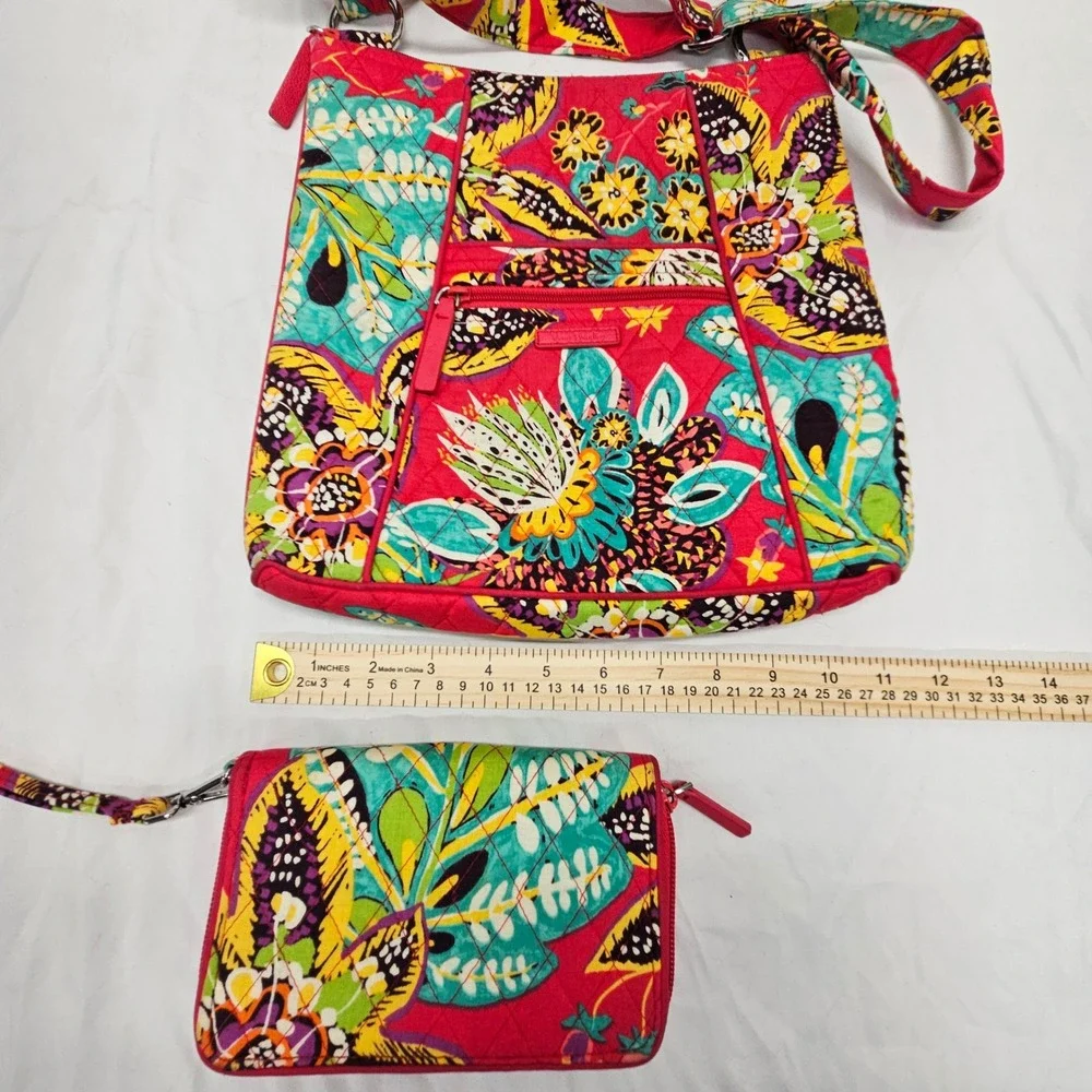 Vera Bradley Hipster Bag & Wallet Womens OS Red Rain Forest Quilted Set